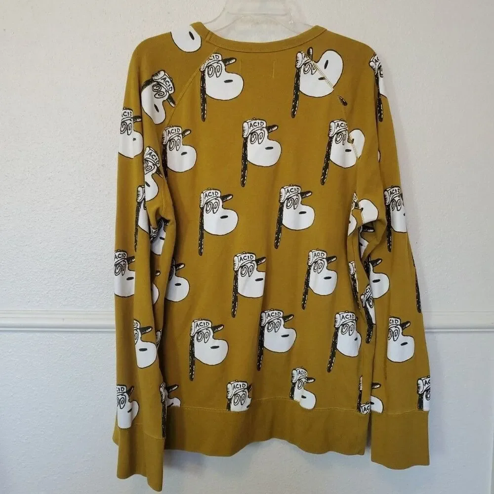 Snoopy Acid F cking Awesome Tee Rare Size XL Yellow Mustard Terry Cloth Inside